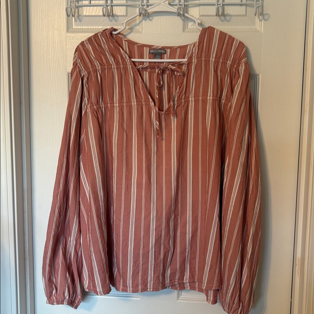 Falls Creek Rust and White Striped Top